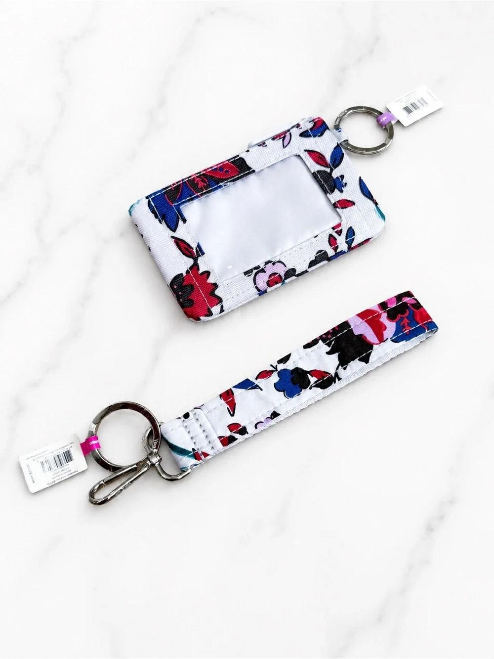 NWT Vera Bradley Vineyard Floral Lighten Up Zip ID Case & Wristlet Keychain Set